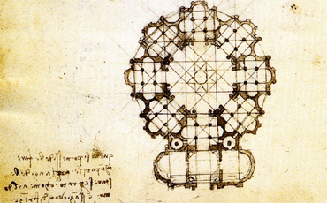 Leonardo da Vinci, studio di chiesa a pianta centrale - 1487-90; Paris, Institut de France
